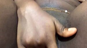 Ebony homemade solo has big pussy soaking wet during orgasm