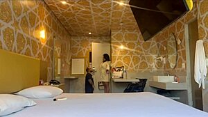 Latina babe with big tits and ass gives blowjob to Brazilian stud