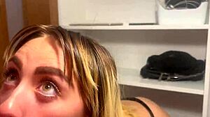 wife swallows cum after deepthroat choking