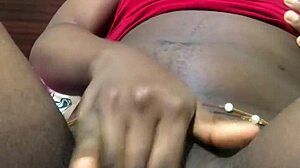 Ebony homemade solo has big pussy soaking wet during orgasm