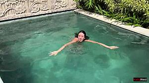 Powerful squirting scene with Katty West in wet video