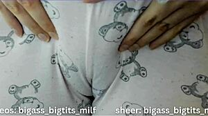 pajama-clad milf with big ass masturbates solo with dildo
