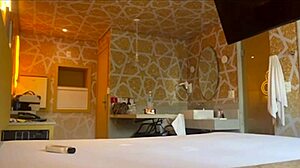 Latina babe with big tits and ass gives blowjob to Brazilian stud