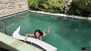 Powerful squirting scene with Katty West in wet video