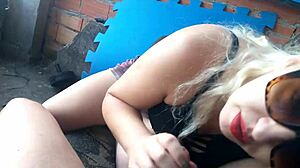 I g-gave blowjob in backyard as a fat milf