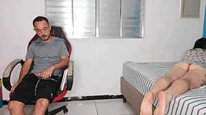 excited latina brunette exposes her big ass to tease her stepbrother