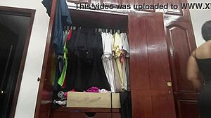 I secretly filmed my curvy stepmom changing clothes. Her big ass in that dress drives me wild every time.