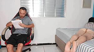 excited latina brunette exposes her big ass to tease her stepbrother