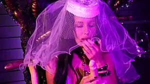 Gypsy queen plays obedient bride in rough bondage sex with spanking, gagging, and male domination