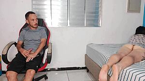 excited latina brunette exposes her big ass to tease her stepbrother