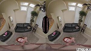 Petite babe fucks photographer hard in VR scene.