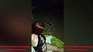 i chatted with my neighbor's wife in her backyard at night