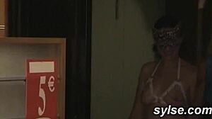 French Milfs Love Public Nudity and Group Bukkake in Cinema