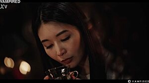 Nerdy Vampire Leana Lovings Craves Asian Babe Rikako Katayama’s Wet Pussy