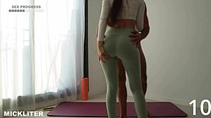 tabata hiit workout turns into hard sex with blowjob and doggystyle riding