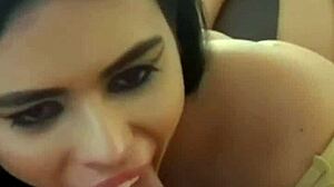 Brunette toys with my cock and forces a wild deep throat!