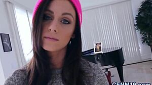 Clothed teen hottie sucks monster cock