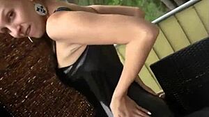 German babe in latex craves a massive cock for fun.