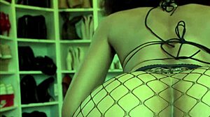 yo, check this sexy ebony babe trying on hot lingerie for me.