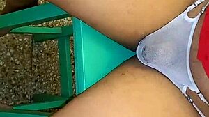 Transsexual Latina sucks my cock then I fuck her ass in the kitchen with close-up view