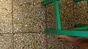 Transsexual Latina sucks my cock then I fuck her ass in the kitchen with close-up view