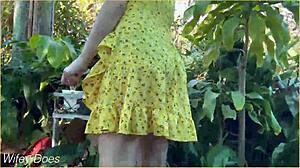 Wifey heads out in a cute summer dress braless and looks amazing with her blonde hair