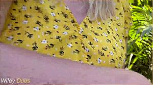 Wifey heads out in a cute summer dress braless and looks amazing with her blonde hair