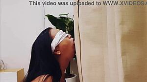 Suggestive Glory Hole Maniac Teen 18+ Sucks Blindfolded in Sexy Asian Lingerie