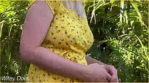 Wifey heads out in a cute summer dress braless and looks amazing with her blonde hair