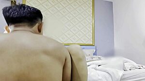 step-bro helps with a relaxing massage using baby oil