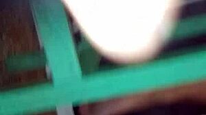 Transsexual Latina sucks my cock then I fuck her ass in the kitchen with close-up view