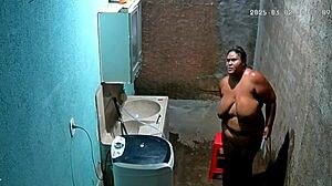 hidden camera catches stepmom shaving while stepson watches secretly