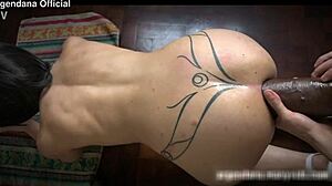 Huge toy stretches ass during fisting and masturbation