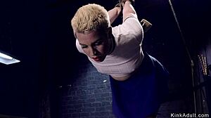 i'm the blonde slave, gagging in pain