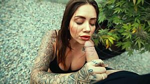 sexy hot outdoor blowjob with cumshot from sara blonde