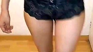 Hey, watch this shy desi in black corset dance awkwardly!