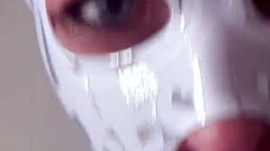 My sex doll vilja gags on my cock in tight zentai suit