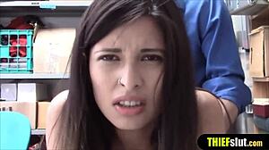 skinny and pale shoplifter fucked hard from behind