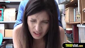skinny and pale shoplifter fucked hard from behind