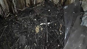 Village girl gets off in cold barn 🔥