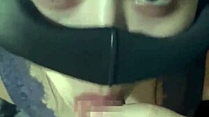 An eighteen-year-old amateur brunette with big tits seduces in erotic lingerie, delivering intense blowjobs and handjobs in the bedroom, culminating in cum swallowing with upward glances.