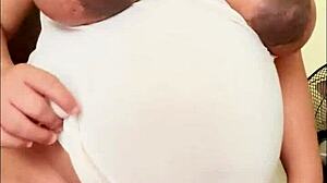 Pregnant Arab girl shows milky boobs on webcam solo! 🌟