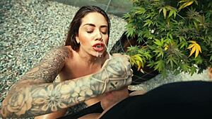 sexy hot outdoor blowjob with cumshot from sara blonde