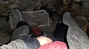 Village girl gets off in cold barn 🔥