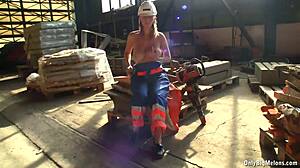 shelby moon having fun with big boobs at work today