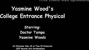 Petite brunette Yasmine Wood spreads for university physical in Tampa