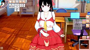 Reimu Hakurei Gets Intense Tit Rubbing in 3D Touhou Hentai