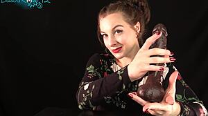 Tattooed Brunette Housewife Uses Dildo with Dirty Talk Instructions for Masturbation