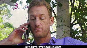 Hunky boss mr mclane takes hot teen babysitter paris cummings in doggystyle, riding, and spooning with his big cock