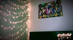 Teasing Penny Pax plays with huge BBC dildo!